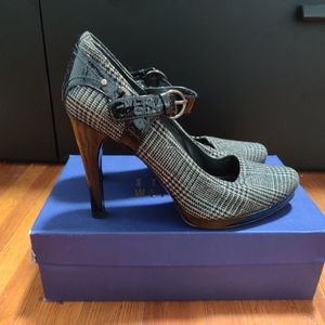 Stuart Weitzman Marianne Gray Tweed Mary Janes - Size 9N